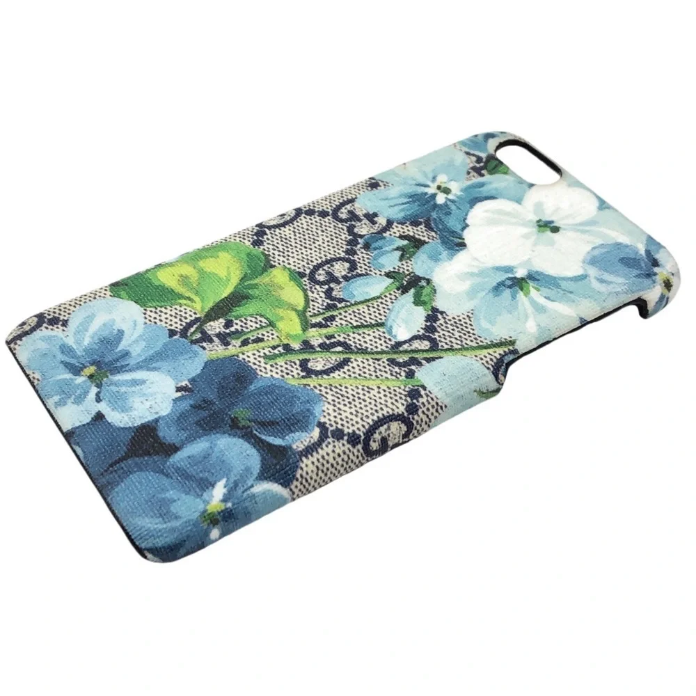 GUCCI Beige Blue Floral GG Monogram Logo Apple IPhone6 Phone Case NEW